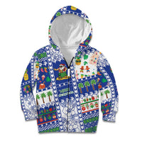 Northern Mariana Islands Christmas Kid Hoodie Festive Beach Vibes LT05 Zip Hoodie Blue - Polynesian Pride