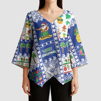 Northern Mariana Islands Christmas Kimono Sleeve Blouse Festive Beach Vibes LT05 - Polynesian Pride