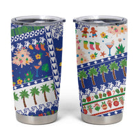 Northern Mariana Islands Christmas Tumbler Cup Festive Beach Vibes LT05 Blue - Polynesian Pride
