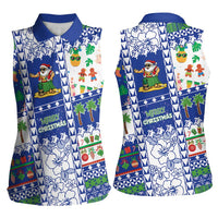 Northern Mariana Islands Christmas Women Sleeveless Polo Shirt Festive Beach Vibes - Polynesian Pride