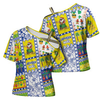 New Caledonia Christmas Cross Shoulder Shirt Festive Beach Vibes - Polynesian Pride