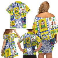 New Caledonia Christmas Family Matching Off Shoulder Short Dress and Hawaiian Shirt Festive Beach Vibes LT05 - Polynesian Pride