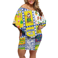 New Caledonia Christmas Family Matching Off Shoulder Short Dress and Hawaiian Shirt Festive Beach Vibes LT05 Mom's Dress Yellow - Polynesian Pride
