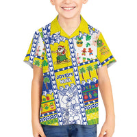 New Caledonia Christmas Family Matching Summer Maxi Dress and Hawaiian Shirt Festive Beach Vibes LT05 Son's Shirt Yellow - Polynesian Pride
