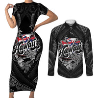 Hawaii November 28th Couples Matching Short Sleeve Bodycon Dress and Long Sleeve Button Shirt Kanaka Maoli Tribal Pattern - Polynesian Pride