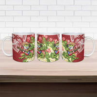 Puerto Rico Coqui Frog Ceramic Mug Tropical Flowers Polynesian Style LT05 - Polynesian Pride