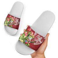 Puerto Rico Coqui Frog Slide Sandals Tropical Flowers Polynesian Style LT05 - Polynesian Pride