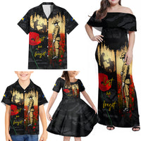 Tokelau ANZAC Day Family Matching Off Shoulder Maxi Dress and Hawaiian Shirt Lest We Forget LT05 - Polynesian Pride