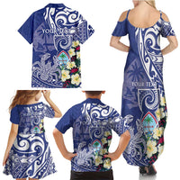Personalised Hafa Adai Guam Family Matching Summer Maxi Dress and Hawaiian Shirt Latte Stone With Coconut Crab