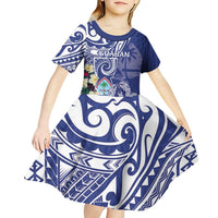 Personalised Hafa Adai Guam Kid Short Sleeve Dress Latte Stone With Coconut Crab