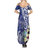 Personalised Hafa Adai Guam Summer Maxi Dress Latte Stone With Coconut Crab