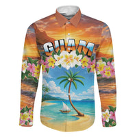 Guam Family Matching Off Shoulder Short Dress and Hawaiian Shirt Eternal Summer Sunset Beach