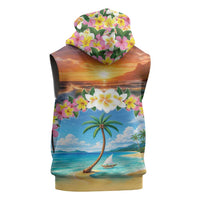 Guam Sleeveless Zip Hoodie Eternal Summer Sunset Beach