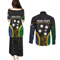 Personalised South Sea Islanders And Fiji Couples Matching Puletasi and Long Sleeve Button Shirt Kanakas Fijian Tapa Pattern LT05 - Polynesian Pride