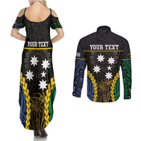 Personalised South Sea Islanders And Fiji Couples Matching Summer Maxi Dress and Long Sleeve Button Shirt Kanakas Fijian Tapa Pattern LT05 - Polynesian Pride