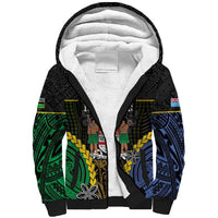 Personalised South Sea Islanders And Fiji Sherpa Hoodie Kanakas Fijian Tapa Pattern LT05 Unisex Black - Polynesian Pride