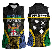Personalised South Sea Islanders And Fiji Women Sleeveless Polo Shirt Kanakas Fijian Tapa Pattern LT05 - Polynesian Pride