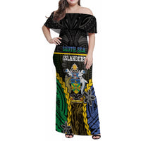 Personalised South Sea Islanders And Solomon Islands Family Matching Off Shoulder Maxi Dress and Hawaiian Shirt Kanakas Polynesian Pattern LT05 Mom's Dress Black - Polynesian Pride