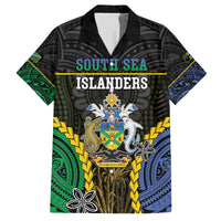 Personalised South Sea Islanders And Solomon Islands Family Matching Off Shoulder Short Dress and Hawaiian Shirt Kanakas Polynesian Pattern LT05 Dad's Shirt - Short Sleeve Black - Polynesian Pride