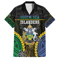 Personalised South Sea Islanders And Solomon Islands Family Matching Short Sleeve Bodycon Dress and Hawaiian Shirt Kanakas Polynesian Pattern LT05 Dad's Shirt - Short Sleeve Black - Polynesian Pride