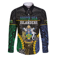 Personalised South Sea Islanders And Solomon Islands Family Matching Short Sleeve Bodycon Dress and Hawaiian Shirt Kanakas Polynesian Pattern LT05 Dad's Shirt - Long Sleeve Black - Polynesian Pride