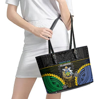South Sea Islanders And Solomon Islands Leather Tote Bag Kanakas Polynesian Pattern