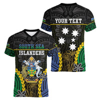 Personalised South Sea Islanders And Solomon Islands Women V-Neck T-Shirt Kanakas Polynesian Pattern