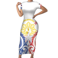 Philippines Family Matching Short Sleeve Bodycon Dress and Hawaiian Shirt Katipunan Andres Bonifacio LT05 Mom's Dress White - Polynesian Pride