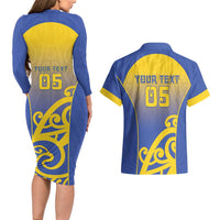 Custom James Cook High School Couples Matching Long Sleeve Bodycon Dress and Hawaiian Shirt Maori Koru Pattern