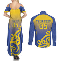 Custom James Cook High School Couples Matching Summer Maxi Dress and Long Sleeve Button Shirt Maori Koru Pattern LT05 - Polynesian Pride