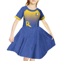 Custom James Cook High School Kid Short Sleeve Dress Maori Koru Pattern