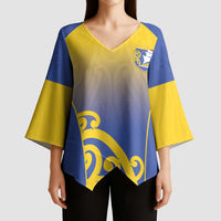 Custom James Cook High School Kimono Sleeve Blouse Maori Koru Pattern