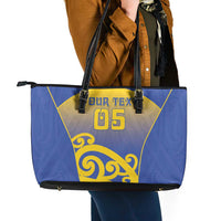 Custom James Cook High School Leather Tote Bag Maori Koru Pattern