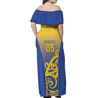 Custom James Cook High School Off Shoulder Maxi Dress Maori Koru Pattern