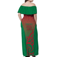 Custom Onehunga High School Off Shoulder Maxi Dress Maori Koru Pattern