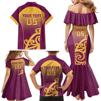 Custom Waiuku College Family Matching Mermaid Dress and Hawaiian Shirt Maori Koru Pattern