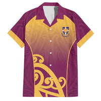 Custom Waiuku College Family Matching Off The Shoulder Long Sleeve Dress and Hawaiian Shirt Maori Koru Pattern