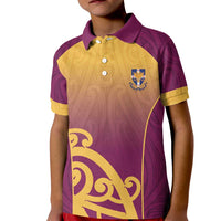 Custom Waiuku College Kid Polo Shirt Maori Koru Pattern