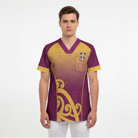 Custom Waiuku College Scrub Top Maori Koru Pattern