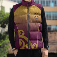 Custom Waiuku College Sleeveless Puffer Jacket Maori Koru Pattern