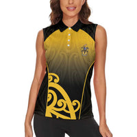 Custom Motueka High School Women Sleeveless Polo Shirt Maori Koru Pattern