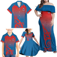 Custom St Joseph's Maori Girls' College Family Matching Off Shoulder Maxi Dress and Hawaiian Shirt Maori Koru Pattern LT05 - Polynesian Pride