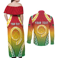 Personalised Vanuatu Couples Matching Off Shoulder Maxi Dress and Long Sleeve Button Shirt Proud To Be A Ni-Van With Tribal Pattern