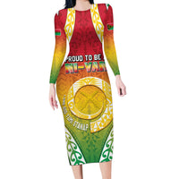 Personalised Vanuatu Long Sleeve Bodycon Dress Proud To Be A Ni-Van With Tribal Pattern