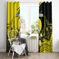 New Caledonia Day Window Curtain Kanaky Flag Coat Of Arms Polynesian Pattern LT05 - Polynesian Pride