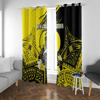 New Caledonia Day Window Curtain Kanaky Flag Coat Of Arms Polynesian Pattern LT05 With Grommets Yellow - Polynesian Pride