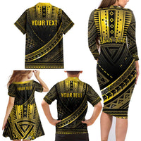 Personalised Polynesia Childhood Cancer Awareness Family Matching Long Sleeve Bodycon Dress and Hawaiian Shirt You Are Stronger Than Cancer LT05 - Polynesian Pride