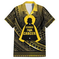 Personalised Polynesia Childhood Cancer Awareness Family Matching Long Sleeve Bodycon Dress and Hawaiian Shirt You Are Stronger Than Cancer LT05 Dad's Shirt - Short Sleeve Black - Polynesian Pride