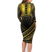 Personalised Polynesia Childhood Cancer Awareness Family Matching Long Sleeve Bodycon Dress and Hawaiian Shirt You Are Stronger Than Cancer LT05 - Polynesian Pride