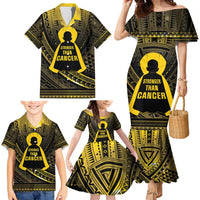 Personalised Polynesia Childhood Cancer Awareness Family Matching Mermaid Dress and Hawaiian Shirt You Are Stronger Than Cancer LT05 - Polynesian Pride